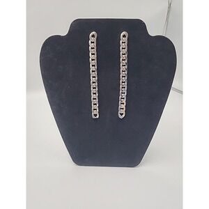 Vintage Fashion 80s Chunky Chain Link Metal Dangle Large Drop Earrings 4‎ 3/4"